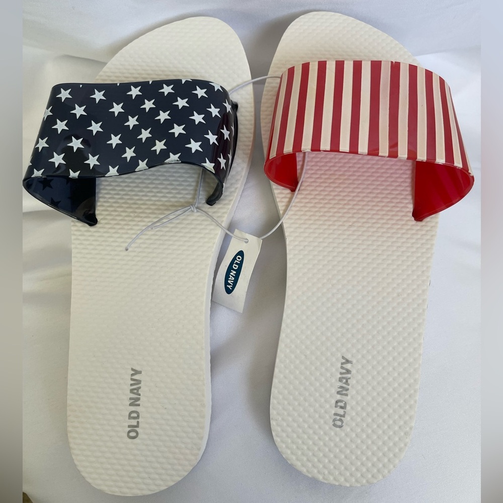 Old Navy Flip Flops For Women Size 8 Stars & Stripes Slide Sandal
